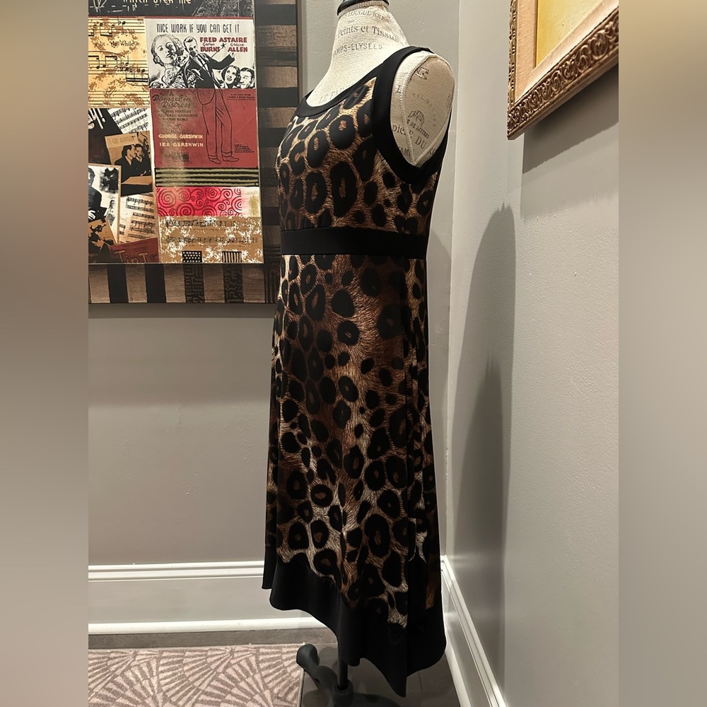 Elie McCarthy Animal Print Asymmetrical Midi Dress EUC - Picture 4 of 7